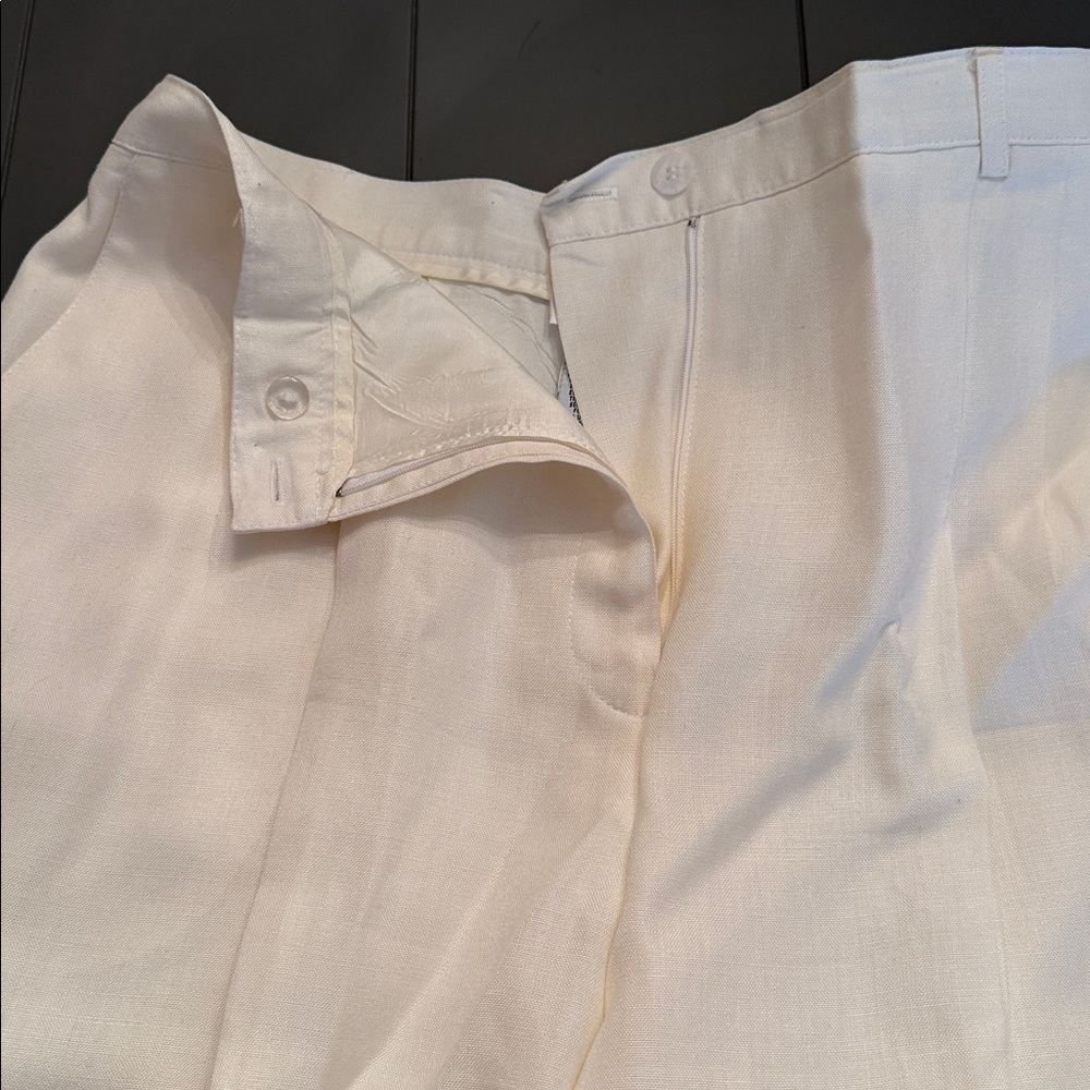 Talbots Linen Neutral cream ivory High Waist Tailored Bermuda Shorts 14 ๐โโฌ - Picture 8 of 14